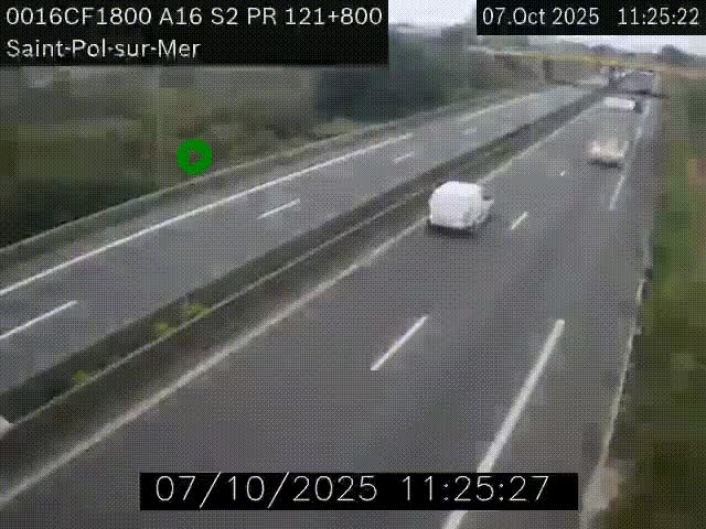 <h2>Webcam autoroute A16 à proximité de Dunkerque, à hauteur de la sortie Saint-Pol-sur-Mer. Vue orientée vers Calais</h2>