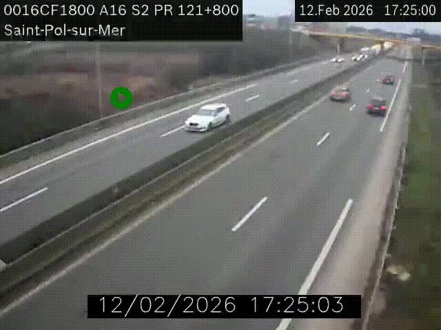 <h2>Webcam autoroute A16 à proximité de Dunkerque, à hauteur de la sortie Saint-Pol-sur-Mer. Vue orientée vers Calais</h2>