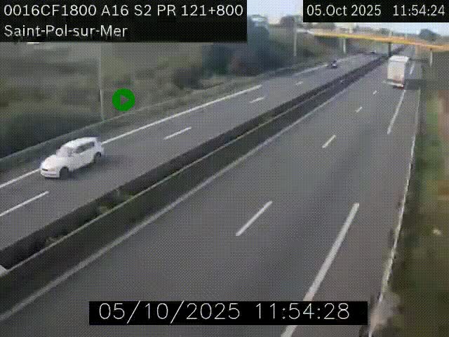 <h2>Webcam autoroute A16 à proximité de Dunkerque, à hauteur de la sortie Saint-Pol-sur-Mer. Vue orientée vers Calais</h2>