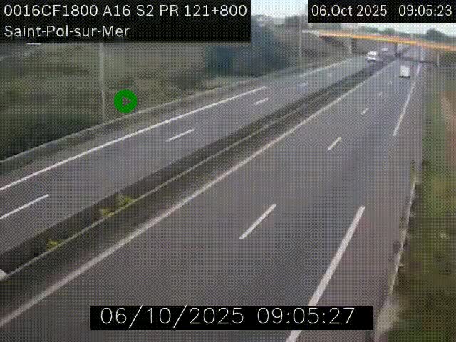 <h2>Webcam autoroute A16 à proximité de Dunkerque, à hauteur de la sortie Saint-Pol-sur-Mer. Vue orientée vers Calais</h2>