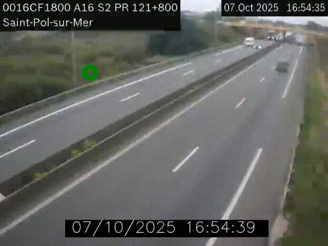 <h2>Webcam autoroute A16 à proximité de Dunkerque, à hauteur de la sortie Saint-Pol-sur-Mer. Vue orientée vers Calais</h2>