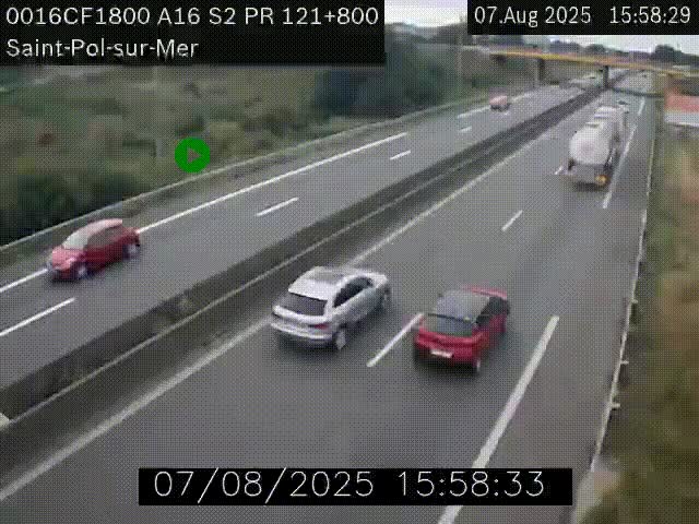 <h2>Webcam autoroute A16 à proximité de Dunkerque, à hauteur de la sortie Saint-Pol-sur-Mer. Vue orientée vers Calais</h2>