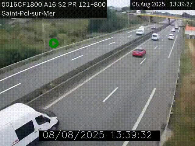<h2>Webcam autoroute A16 à proximité de Dunkerque, à hauteur de la sortie Saint-Pol-sur-Mer. Vue orientée vers Calais</h2>