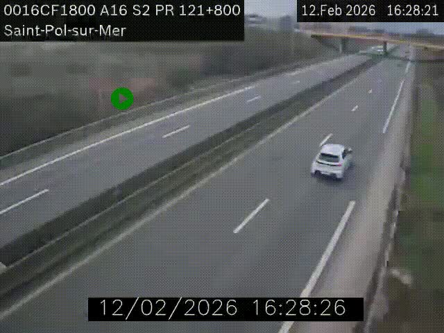 <h2>Webcam autoroute A16 à proximité de Dunkerque, à hauteur de la sortie Saint-Pol-sur-Mer. Vue orientée vers Calais</h2>