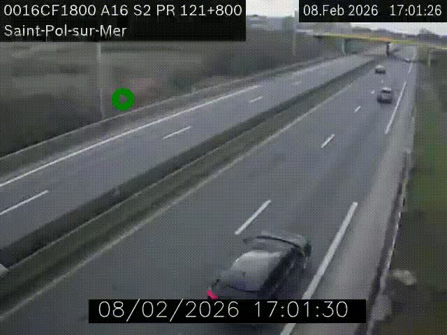 <h2>Webcam autoroute A16 à proximité de Dunkerque, à hauteur de la sortie Saint-Pol-sur-Mer. Vue orientée vers Calais</h2>