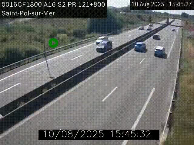 <h2>Webcam autoroute A16 à proximité de Dunkerque, à hauteur de la sortie Saint-Pol-sur-Mer. Vue orientée vers Calais</h2>