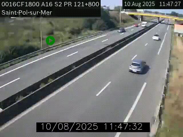 <h2>Webcam autoroute A16 à proximité de Dunkerque, à hauteur de la sortie Saint-Pol-sur-Mer. Vue orientée vers Calais</h2>