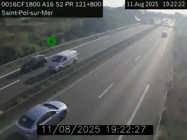 <h2>Webcam autoroute A16 à proximité de Dunkerque, à hauteur de la sortie Saint-Pol-sur-Mer. Vue orientée vers Calais</h2>