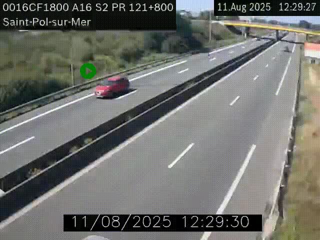 <h2>Webcam autoroute A16 à proximité de Dunkerque, à hauteur de la sortie Saint-Pol-sur-Mer. Vue orientée vers Calais</h2>
