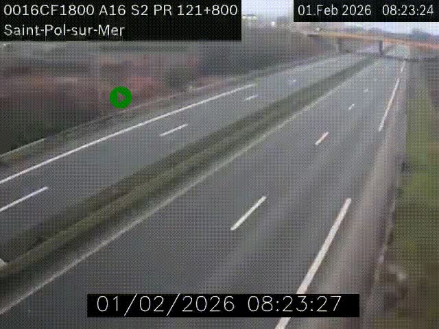 <h2>Webcam autoroute A16 à proximité de Dunkerque, à hauteur de la sortie Saint-Pol-sur-Mer. Vue orientée vers Calais</h2>