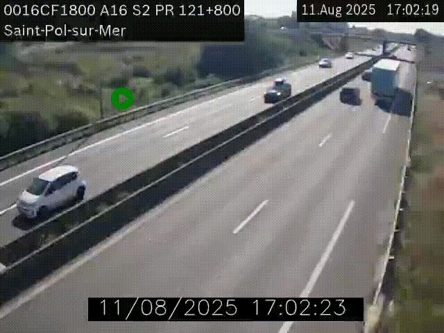 <h2>Webcam autoroute A16 à proximité de Dunkerque, à hauteur de la sortie Saint-Pol-sur-Mer. Vue orientée vers Calais</h2>