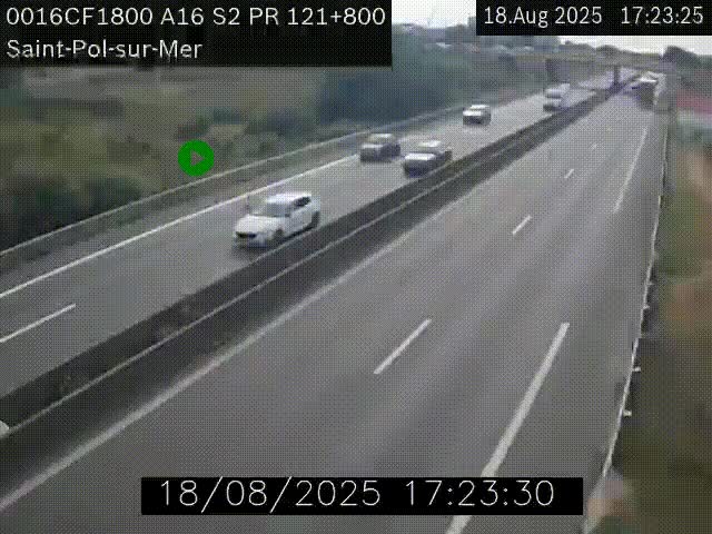 <h2>Webcam autoroute A16 à proximité de Dunkerque, à hauteur de la sortie Saint-Pol-sur-Mer. Vue orientée vers Calais</h2>