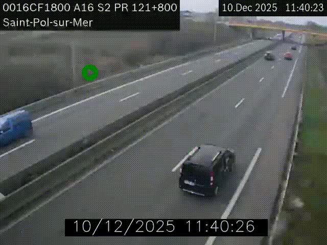 Webcam autoroute A16 à proximité de Dunkerque, à hauteur de la sortie Saint-Pol-sur-Mer. Vue orientée vers Calais