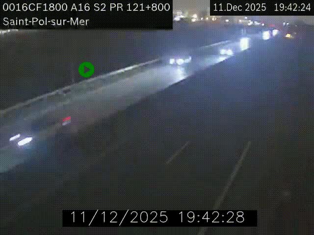 Webcam autoroute A16 à proximité de Dunkerque, à hauteur de la sortie Saint-Pol-sur-Mer. Vue orientée vers Calais