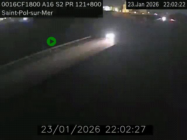 Webcam autoroute A16 à proximité de Dunkerque, à hauteur de la sortie Saint-Pol-sur-Mer. Vue orientée vers Calais