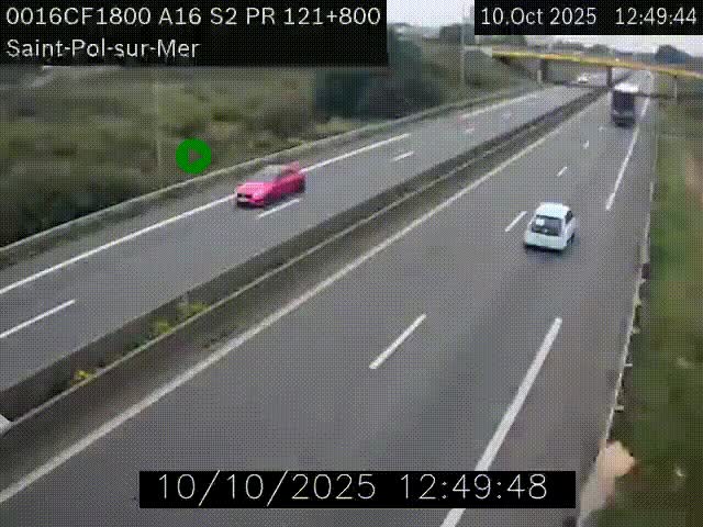 <h2>Webcam autoroute A16 à proximité de Dunkerque, à hauteur de la sortie Saint-Pol-sur-Mer. Vue orientée vers Calais</h2>
