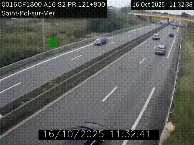 <h2>Webcam autoroute A16 à proximité de Dunkerque, à hauteur de la sortie Saint-Pol-sur-Mer. Vue orientée vers Calais</h2>