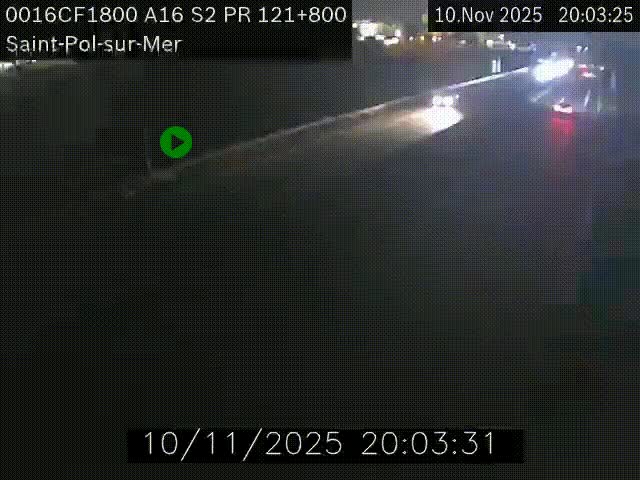 Webcam autoroute A16 à proximité de Dunkerque, à hauteur de la sortie Saint-Pol-sur-Mer. Vue orientée vers Calais