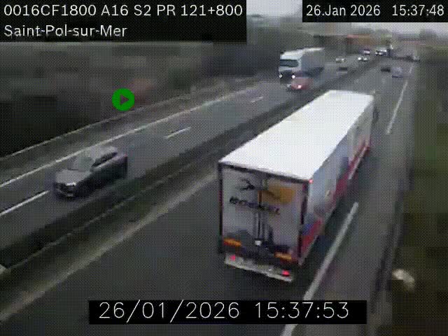 <h2>Webcam autoroute A16 à proximité de Dunkerque, à hauteur de la sortie Saint-Pol-sur-Mer. Vue orientée vers Calais</h2>