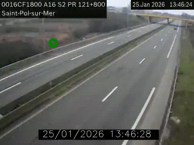 <h2>Webcam autoroute A16 à proximité de Dunkerque, à hauteur de la sortie Saint-Pol-sur-Mer. Vue orientée vers Calais</h2>