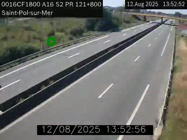<h2>Webcam autoroute A16 à proximité de Dunkerque, à hauteur de la sortie Saint-Pol-sur-Mer. Vue orientée vers Calais</h2>