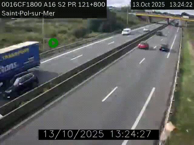 <h2>Webcam autoroute A16 à proximité de Dunkerque, à hauteur de la sortie Saint-Pol-sur-Mer. Vue orientée vers Calais</h2>
