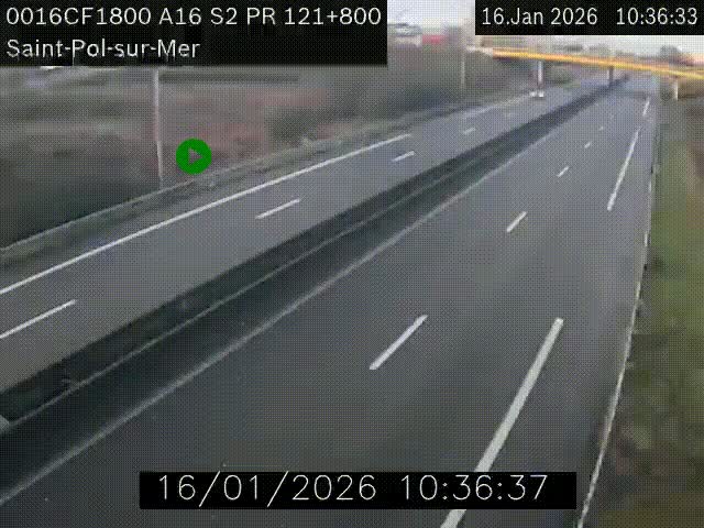 <h2>Webcam autoroute A16 à proximité de Dunkerque, à hauteur de la sortie Saint-Pol-sur-Mer. Vue orientée vers Calais</h2>