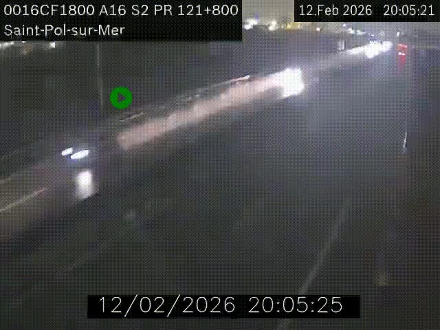 Webcam autoroute A16 à proximité de Dunkerque, à hauteur de la sortie Saint-Pol-sur-Mer. Vue orientée vers Calais