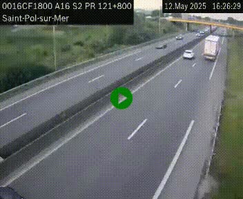 <h2>Webcam autoroute A16 à proximité de Dunkerque, à hauteur de la sortie Saint-Pol-sur-Mer. Vue orientée vers Calais</h2>