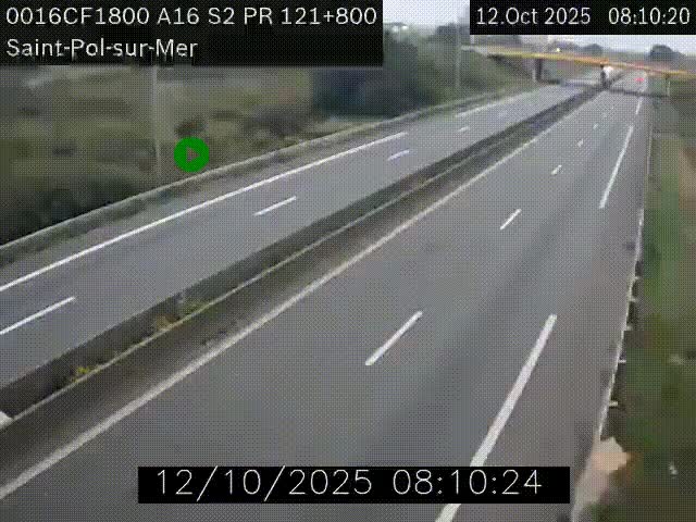 <h2>Webcam autoroute A16 à proximité de Dunkerque, à hauteur de la sortie Saint-Pol-sur-Mer. Vue orientée vers Calais</h2>