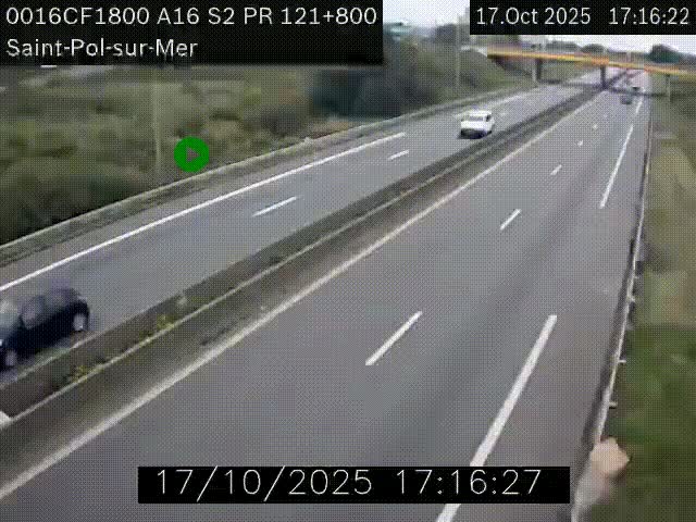 <h2>Webcam autoroute A16 à proximité de Dunkerque, à hauteur de la sortie Saint-Pol-sur-Mer. Vue orientée vers Calais</h2>