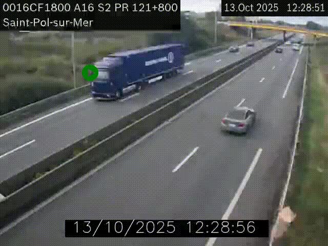 <h2>Webcam autoroute A16 à proximité de Dunkerque, à hauteur de la sortie Saint-Pol-sur-Mer. Vue orientée vers Calais</h2>