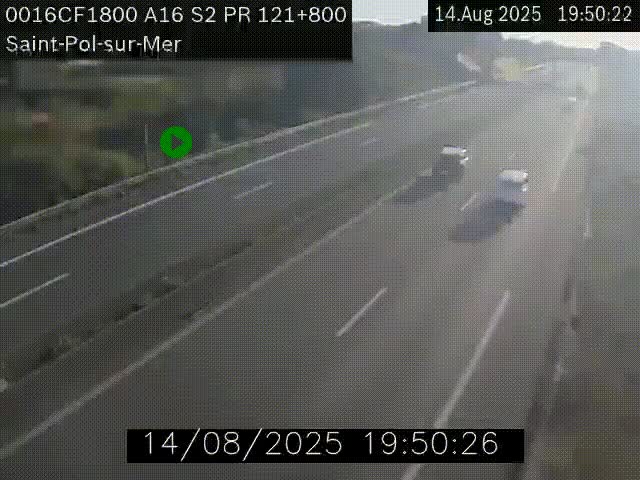 <h2>Webcam autoroute A16 à proximité de Dunkerque, à hauteur de la sortie Saint-Pol-sur-Mer. Vue orientée vers Calais</h2>