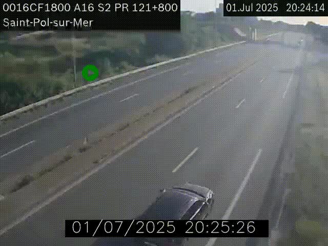 Webcam autoroute A16 à proximité de Dunkerque, à hauteur de la sortie Saint-Pol-sur-Mer. Vue orientée vers Calais