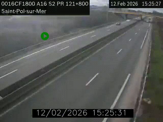 Webcam autoroute A16 à proximité de Dunkerque, à hauteur de la sortie Saint-Pol-sur-Mer. Vue orientée vers Calais