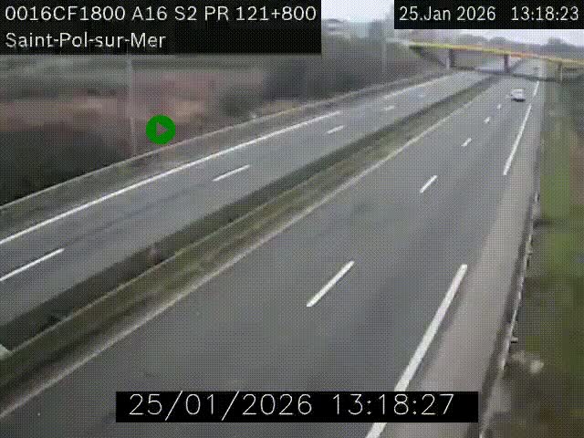 <h2>Webcam autoroute A16 à proximité de Dunkerque, à hauteur de la sortie Saint-Pol-sur-Mer. Vue orientée vers Calais</h2>