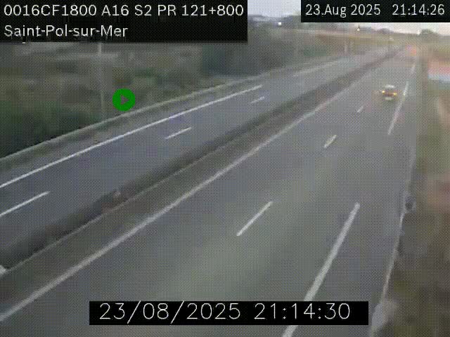 <h2>Webcam autoroute A16 à proximité de Dunkerque, à hauteur de la sortie Saint-Pol-sur-Mer. Vue orientée vers Calais</h2>