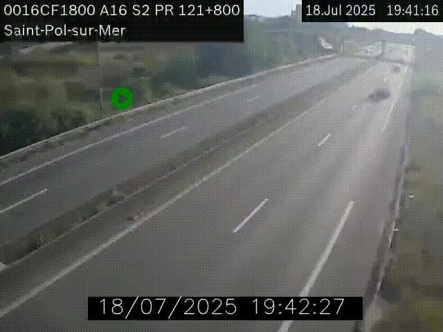 <h2>Webcam autoroute A16 à proximité de Dunkerque, à hauteur de la sortie Saint-Pol-sur-Mer. Vue orientée vers Calais</h2>