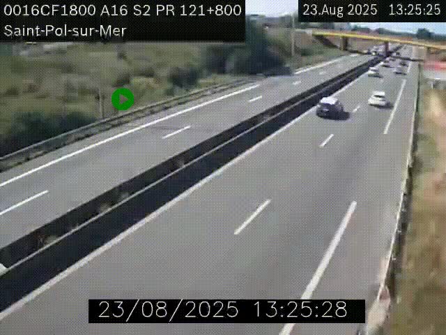<h2>Webcam autoroute A16 à proximité de Dunkerque, à hauteur de la sortie Saint-Pol-sur-Mer. Vue orientée vers Calais</h2>