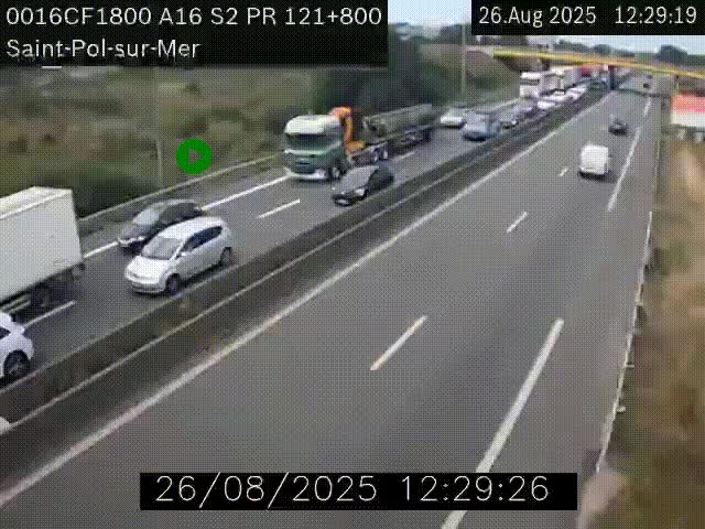 <h2>Webcam autoroute A16 à proximité de Dunkerque, à hauteur de la sortie Saint-Pol-sur-Mer. Vue orientée vers Calais</h2>