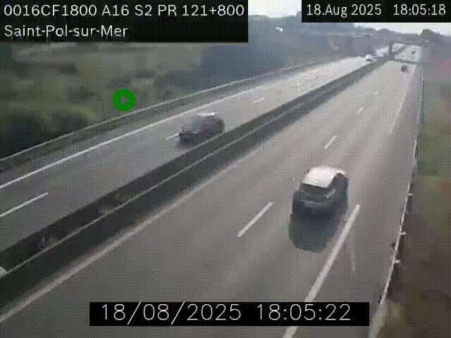 <h2>Webcam autoroute A16 à proximité de Dunkerque, à hauteur de la sortie Saint-Pol-sur-Mer. Vue orientée vers Calais</h2>