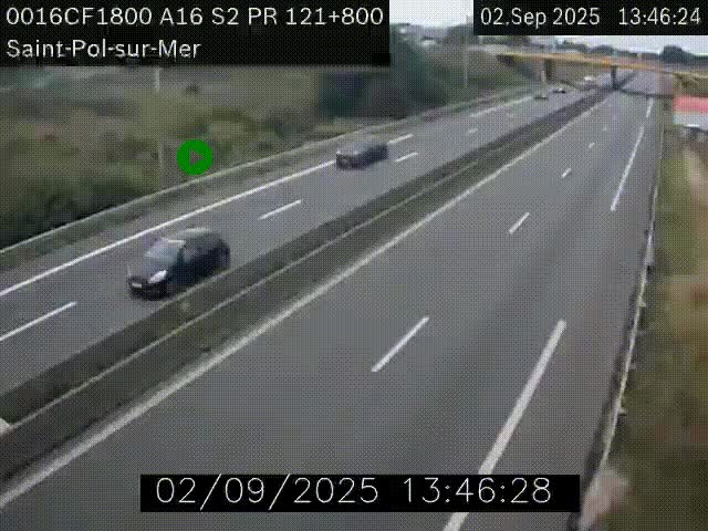 <h2>Webcam autoroute A16 à proximité de Dunkerque, à hauteur de la sortie Saint-Pol-sur-Mer. Vue orientée vers Calais</h2>