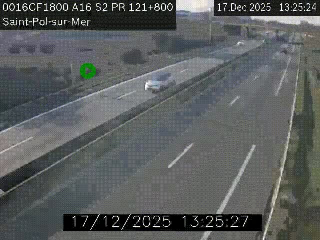 <h2>Webcam autoroute A16 à proximité de Dunkerque, à hauteur de la sortie Saint-Pol-sur-Mer. Vue orientée vers Calais</h2>