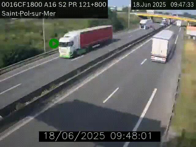 <h2>Webcam autoroute A16 à proximité de Dunkerque, à hauteur de la sortie Saint-Pol-sur-Mer. Vue orientée vers Calais</h2>