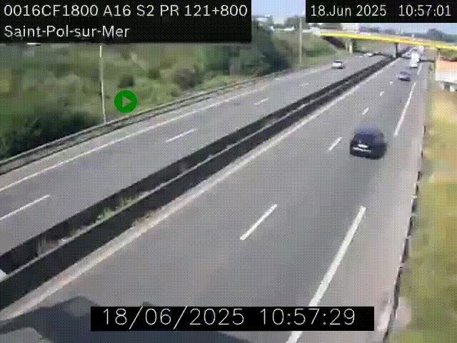 <h2>Webcam autoroute A16 à proximité de Dunkerque, à hauteur de la sortie Saint-Pol-sur-Mer. Vue orientée vers Calais</h2>