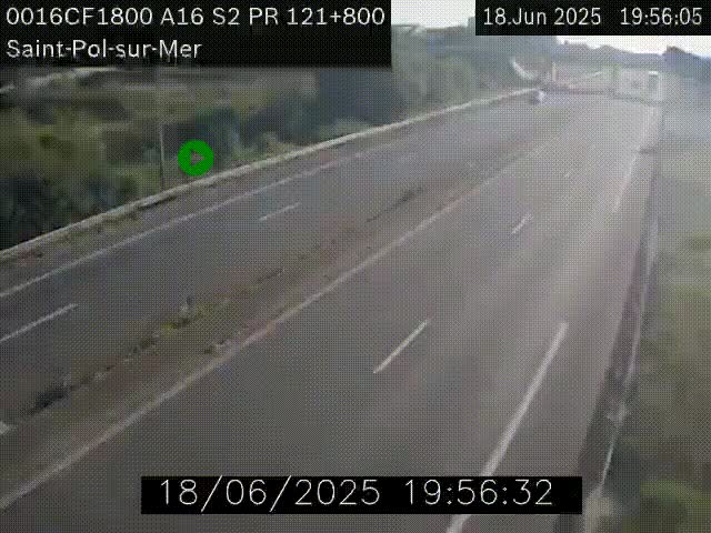 <h2>Webcam autoroute A16 à proximité de Dunkerque, à hauteur de la sortie Saint-Pol-sur-Mer. Vue orientée vers Calais</h2>