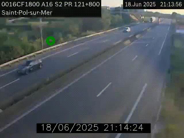 <h2>Webcam autoroute A16 à proximité de Dunkerque, à hauteur de la sortie Saint-Pol-sur-Mer. Vue orientée vers Calais</h2>