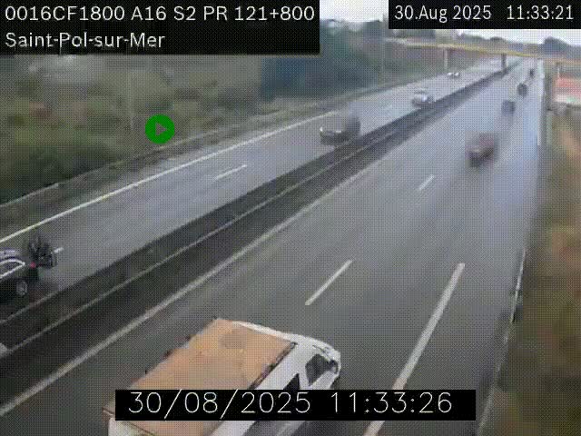 <h2>Webcam autoroute A16 à proximité de Dunkerque, à hauteur de la sortie Saint-Pol-sur-Mer. Vue orientée vers Calais</h2>