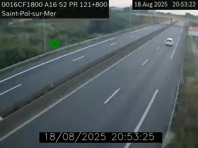 <h2>Webcam autoroute A16 à proximité de Dunkerque, à hauteur de la sortie Saint-Pol-sur-Mer. Vue orientée vers Calais</h2>