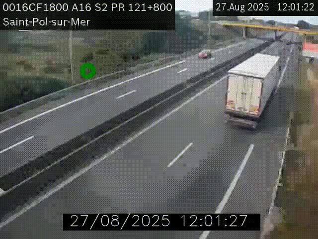 <h2>Webcam autoroute A16 à proximité de Dunkerque, à hauteur de la sortie Saint-Pol-sur-Mer. Vue orientée vers Calais</h2>